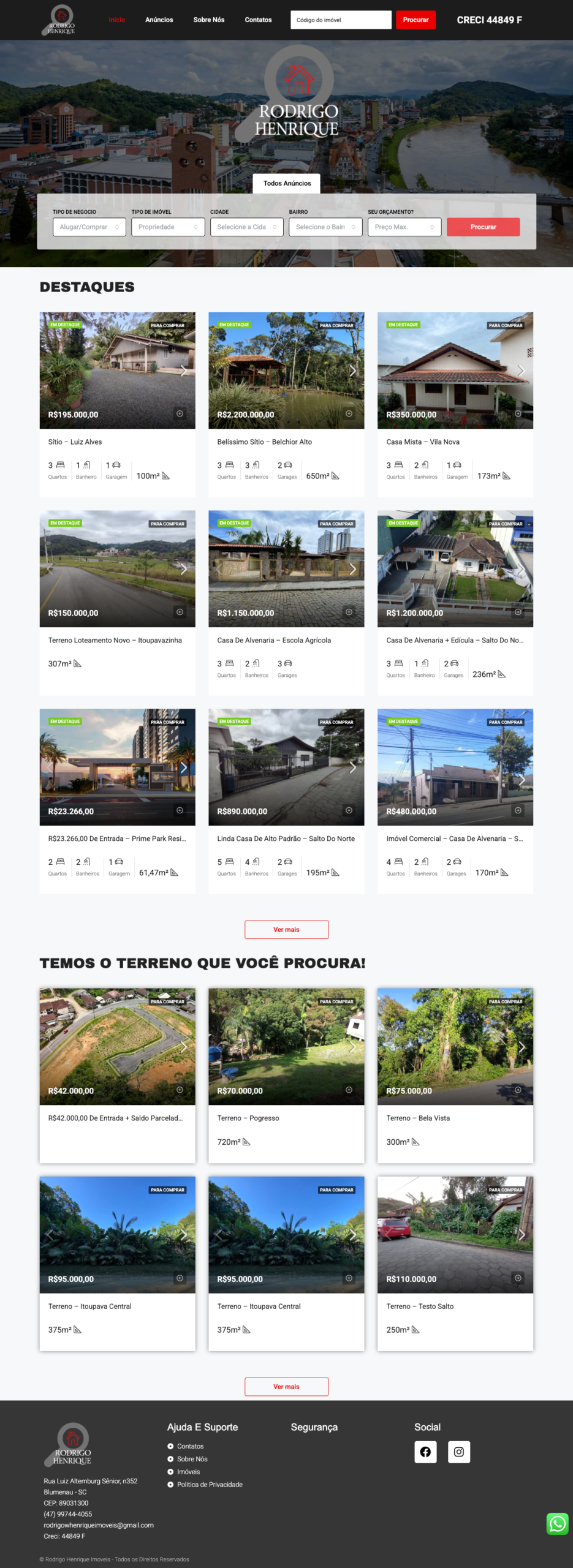 Site Rodrigo Henrique Imóveis